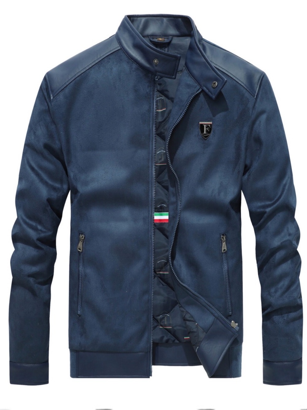 F-branded Navy Bomber Jacket for Women — Sleek Casual Layer